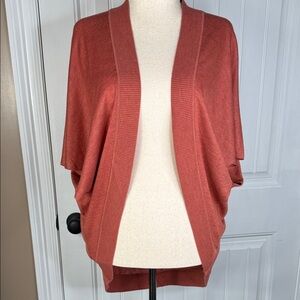 Loft Sweater M/L Rust Color Open Front Batwing Shrug